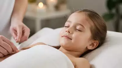 Child enjoying a relaxing acupuncture session